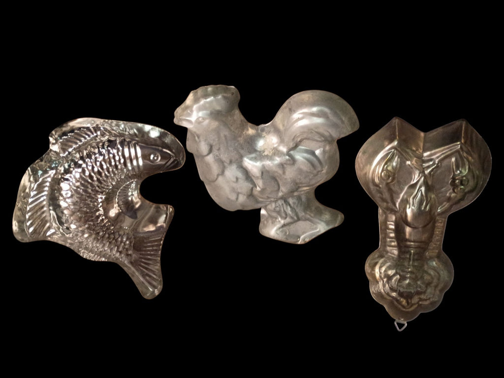 Copper Wall Mold Set of 3 – Fish, Rooster & Lobster – Vintage