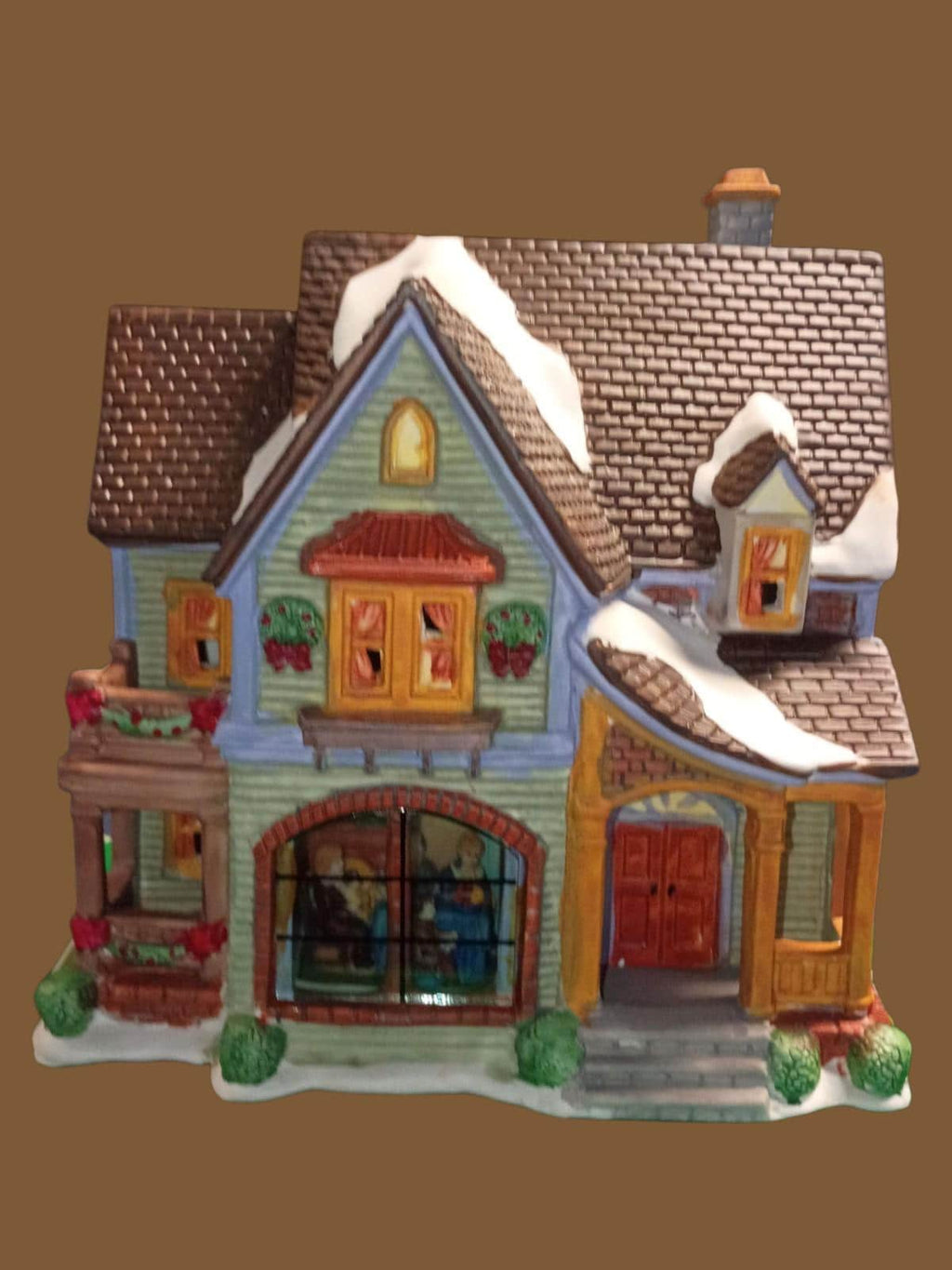 Holiday traditions 8.5" lighted porcelain house with box, cord & new bulb –...