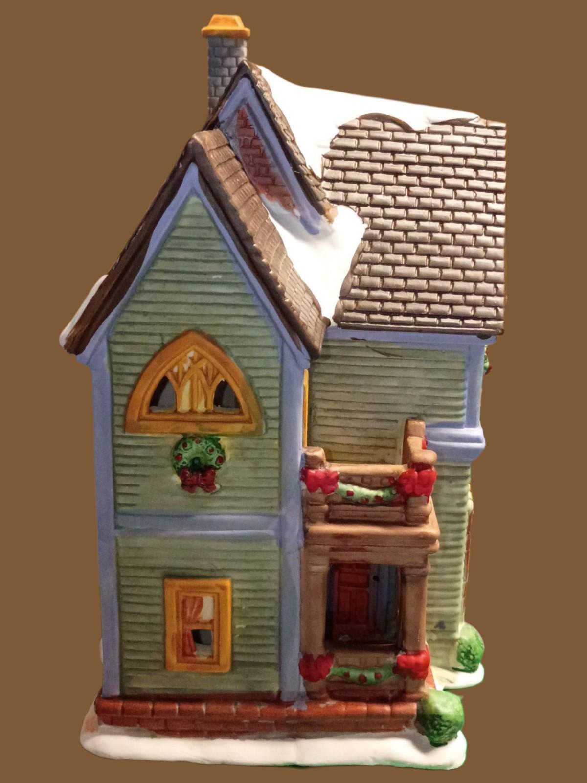 Holiday traditions 8.5" lighted porcelain house with box, cord & new bulb –...