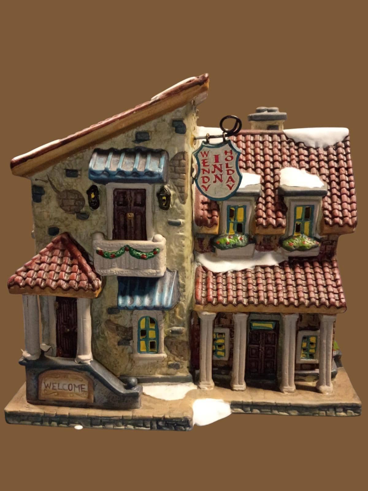 Holiday time christmas village 3-piece porcelain lighted house set ...