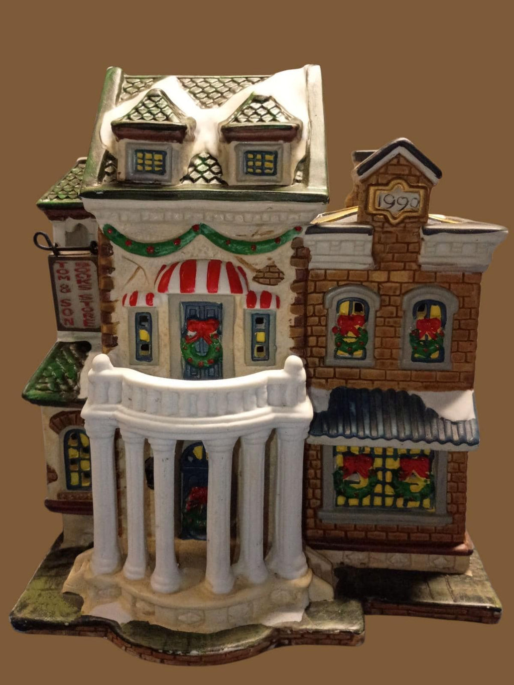 Holiday time christmas village 3-piece porcelain lighted house set ...