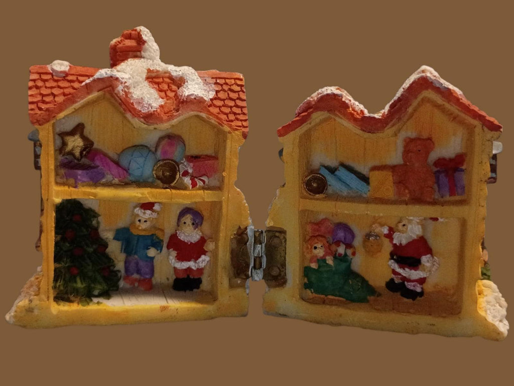 Miniature christmas village houses set of 3 hinged holiday homes – santa’s...