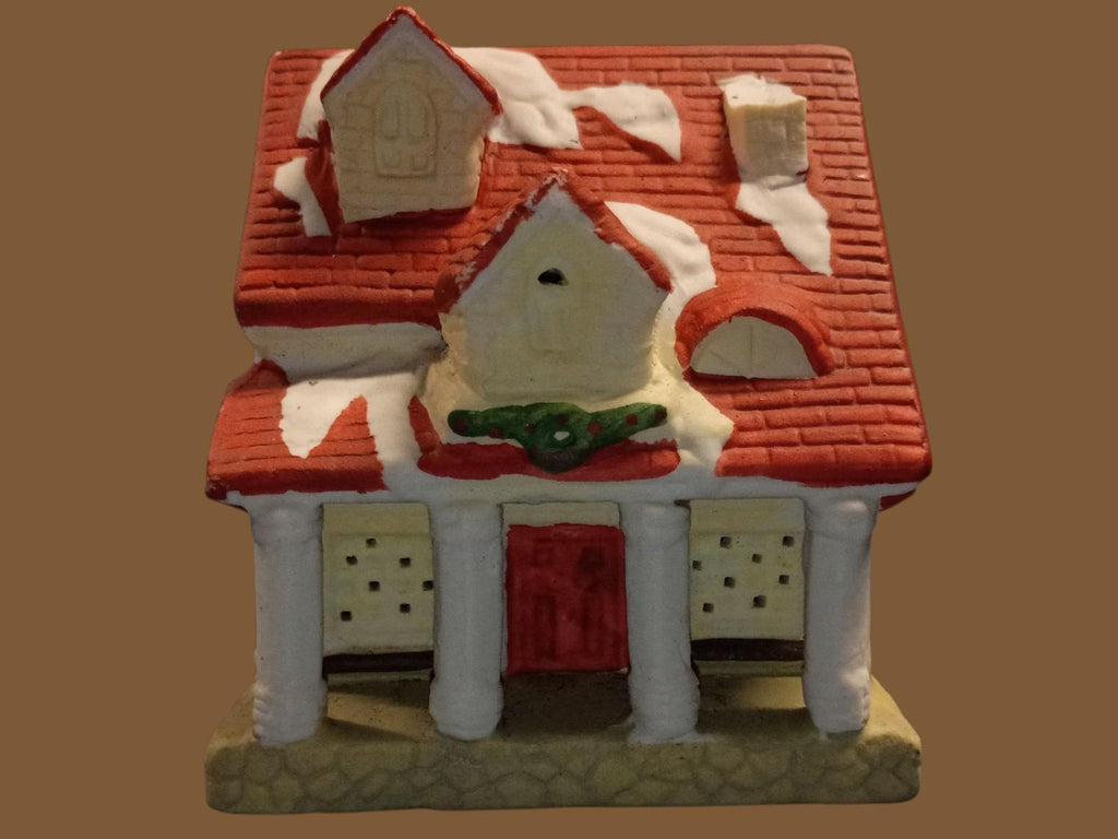 Santa’s best 1995 mini christmas village set – 2 porcelain houses & deer tree...