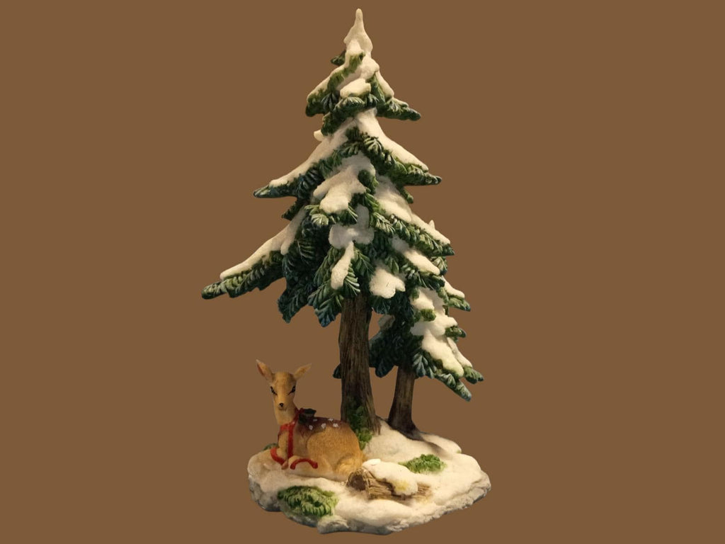 Santa’s best 1995 mini christmas village set – 2 porcelain houses & deer tree...