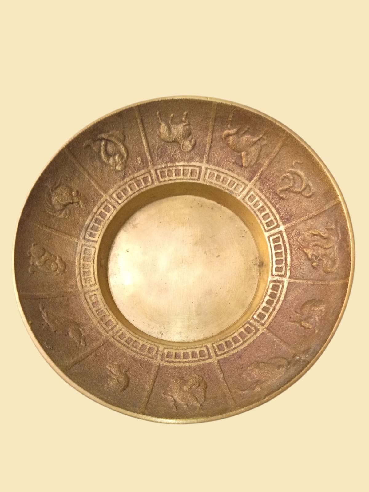 Brass zodiac bowls –set of 2 vintage made in korea – 4" & 4.5" decorative...