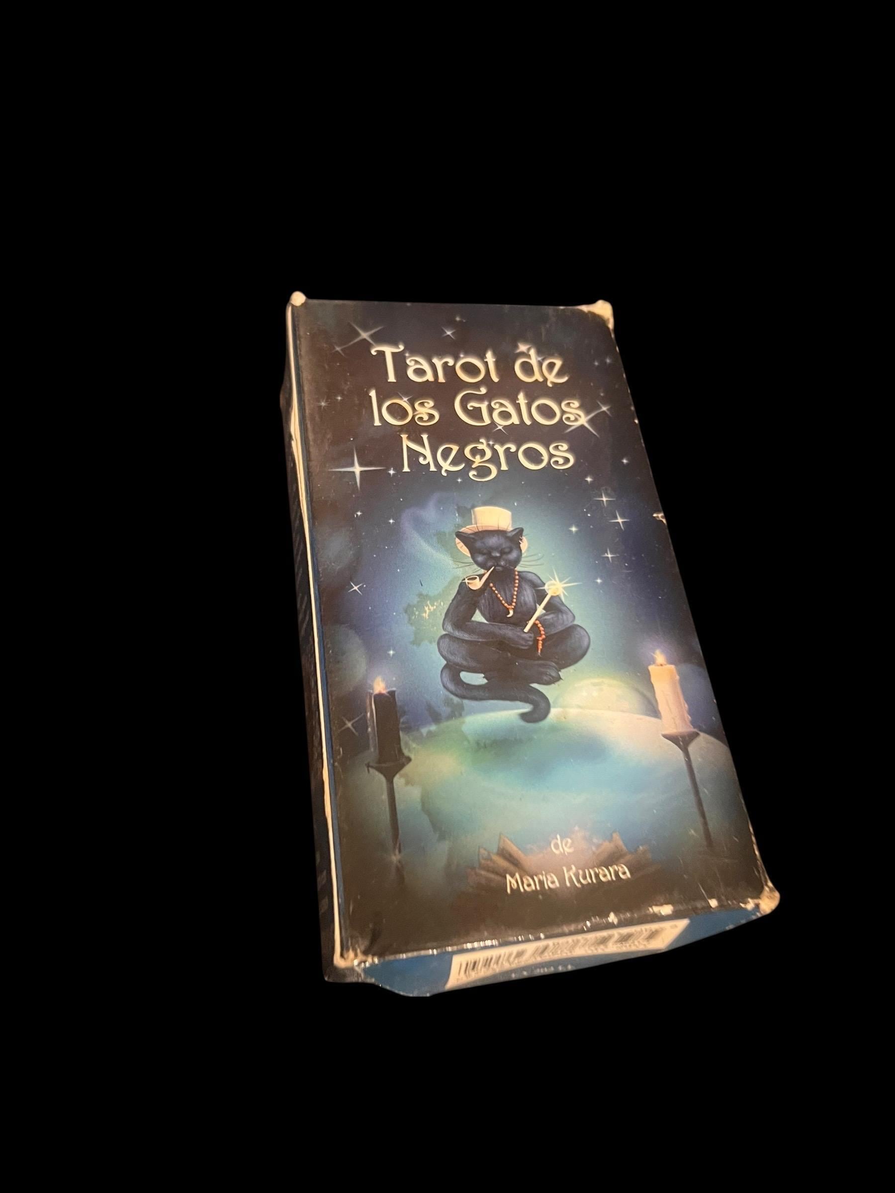Black cats tarot deck by maria kurara – 78 card set lo scarabeo italy – tarot de los gatos negros – vintage mystic feline divination deck