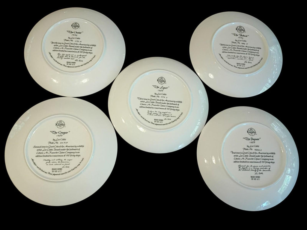 Set of 5 knowles collector plates big cats of the americas by lee cable...