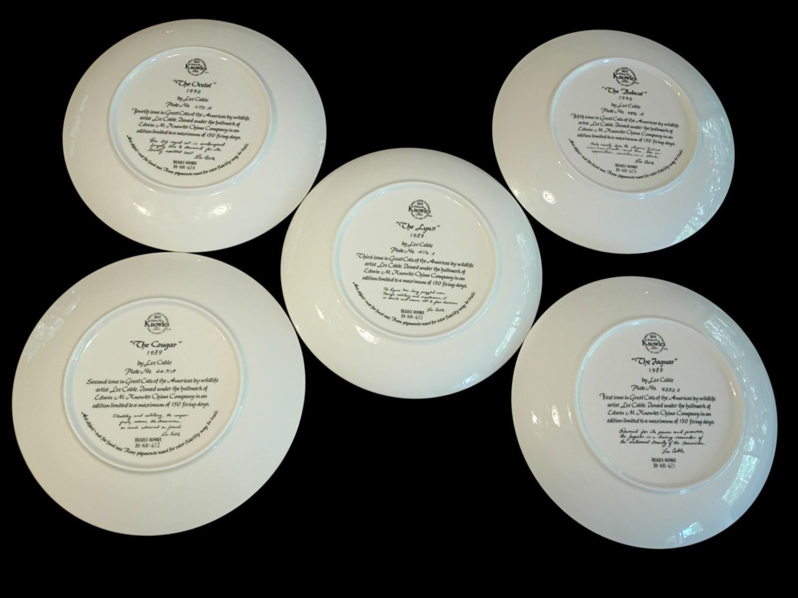 Set of 5 knowles collector plates big cats of the americas by lee cable...