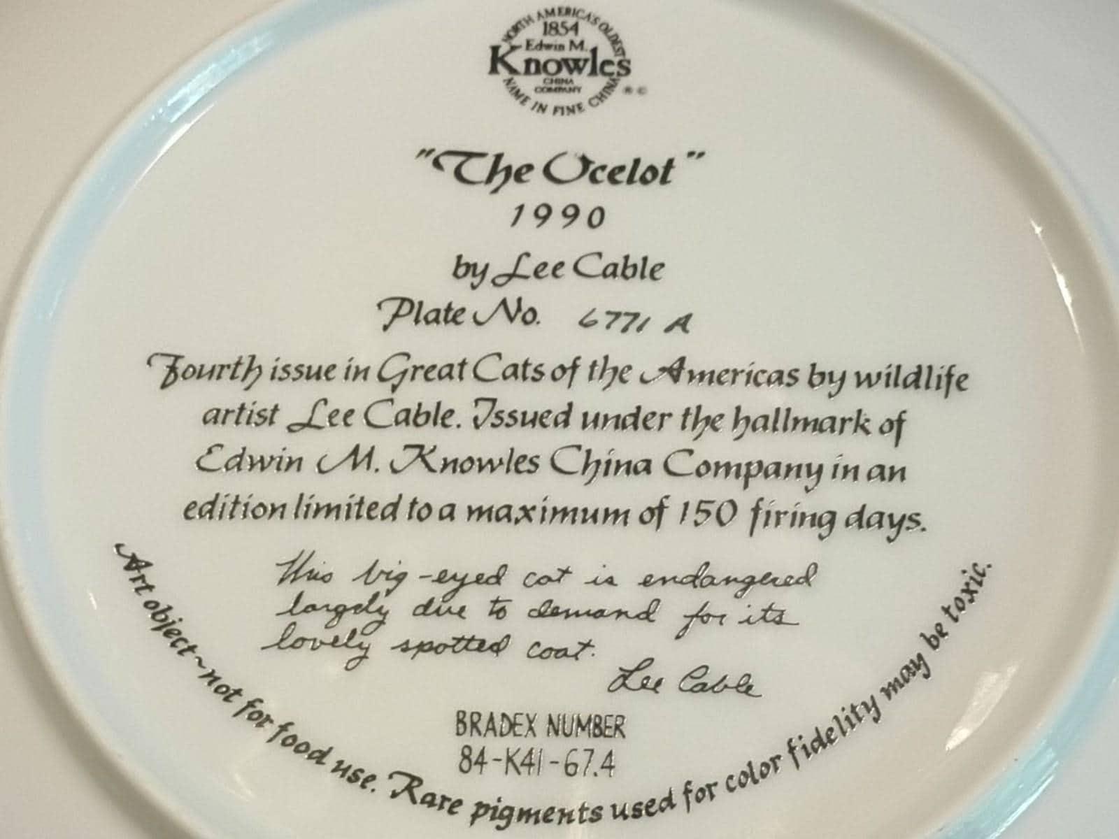 Set of 5 knowles collector plates big cats of the americas by lee cable...