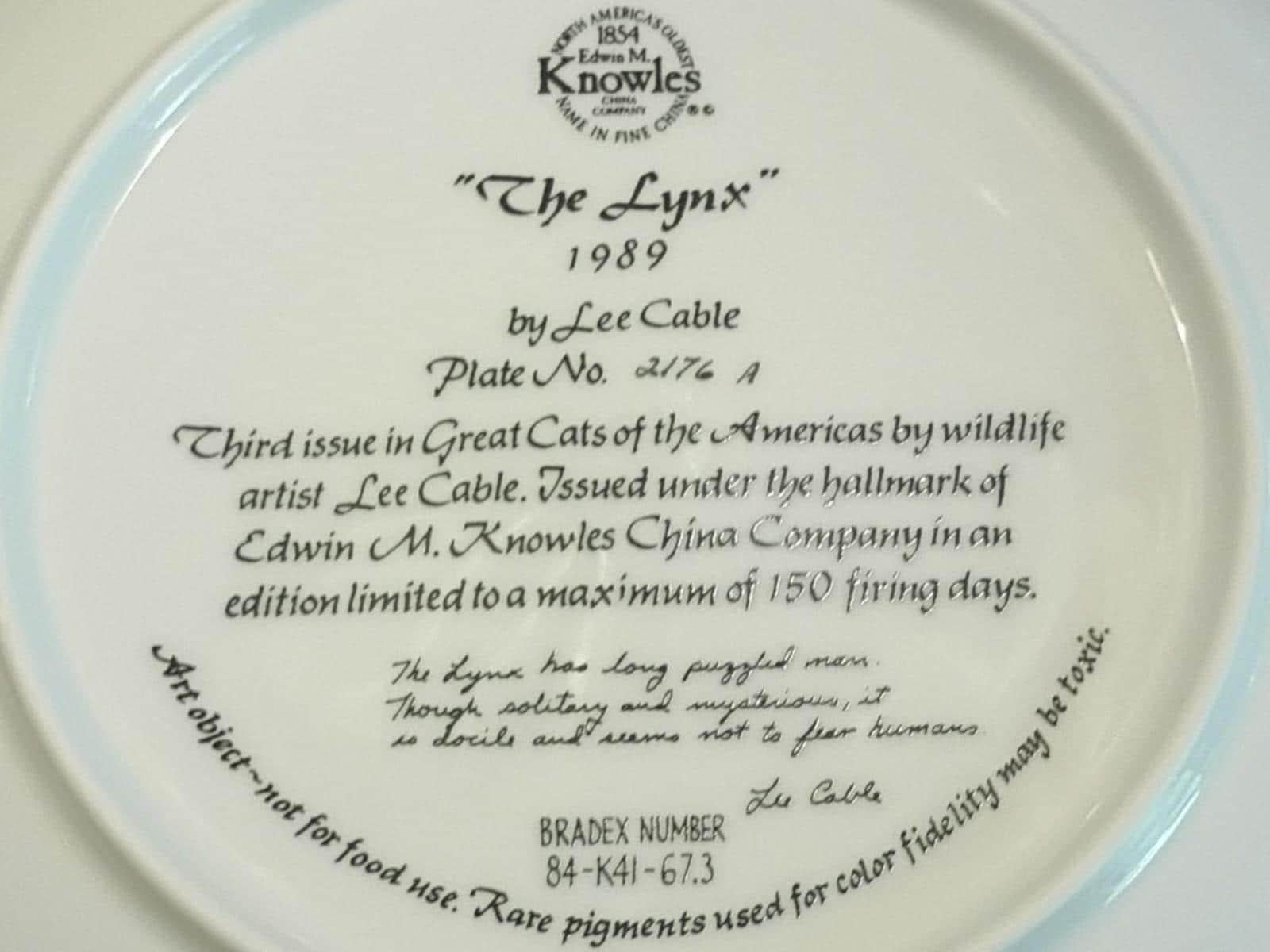 Set of 5 knowles collector plates big cats of the americas by lee cable...