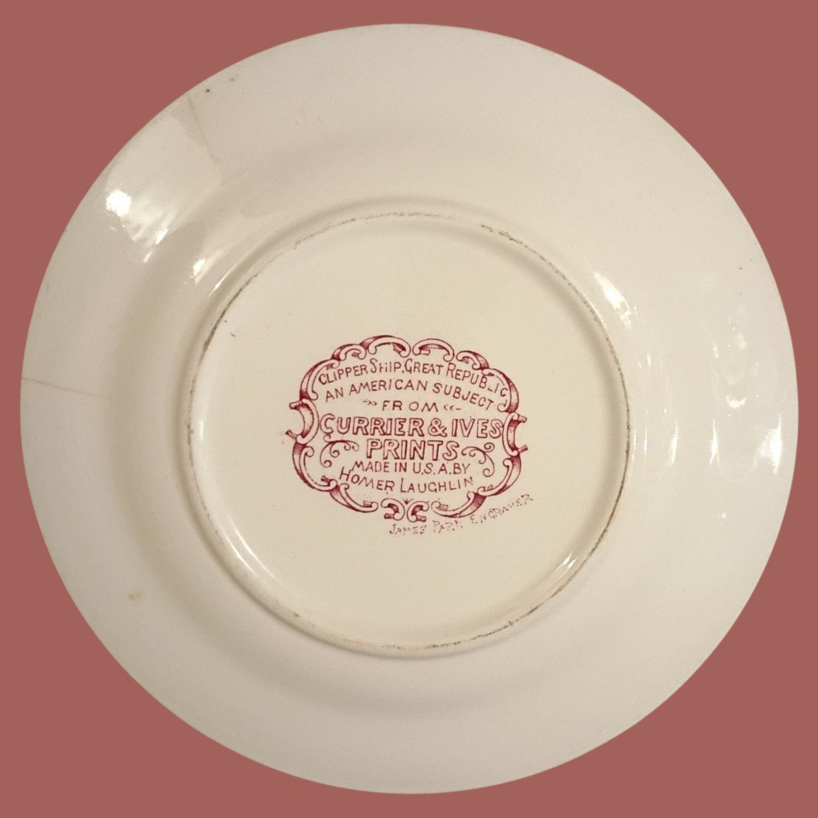 Vintage Homer Laughlin Currier & Ives “Clipper Ship Great Republic” 6” Plate...