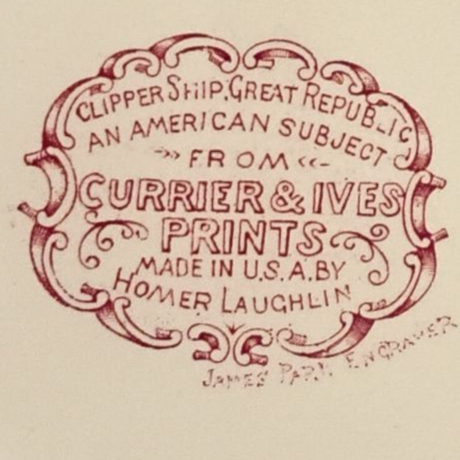Vintage Homer Laughlin Currier & Ives “Clipper Ship Great Republic” 6” Plate...