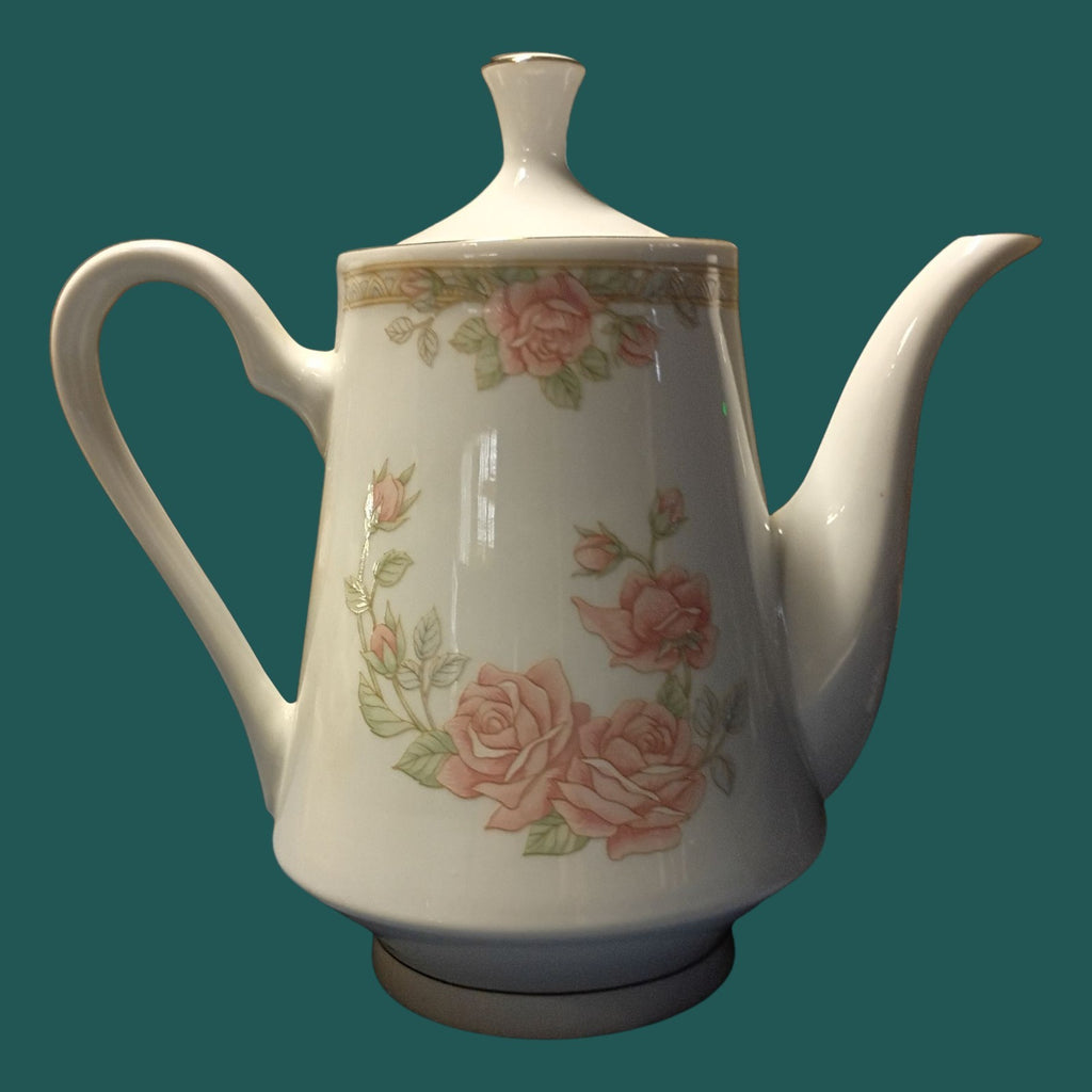 Crown Ming Fine China Jian Shiang Pink Rose Tea Set – 26 Piece Set with Teapot,