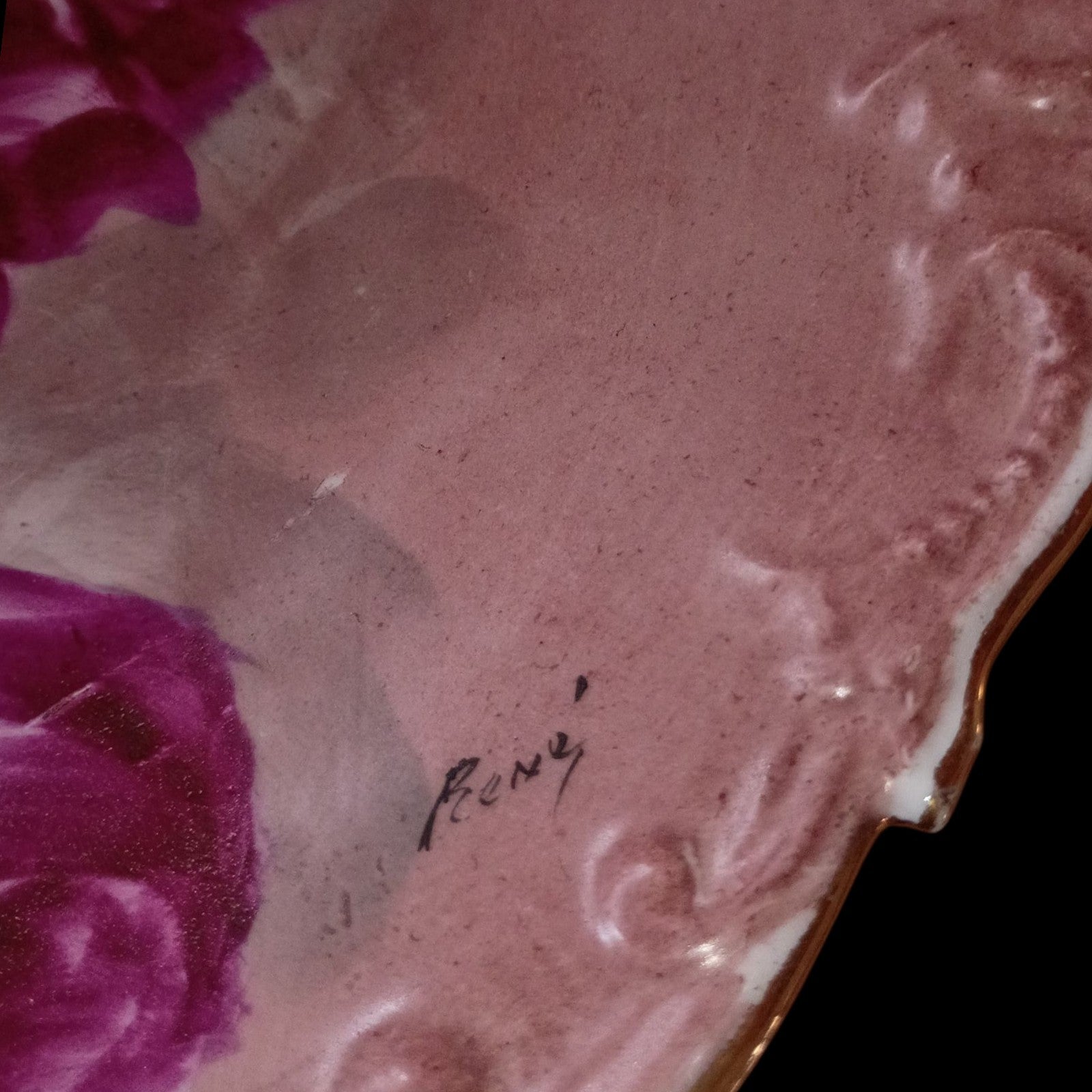 Antique Limoges France Hand Painted Porcelain Plate Signed “Reny” | Pink &...