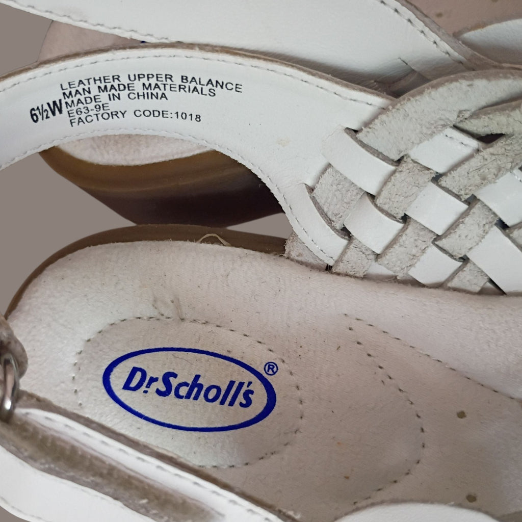 Dr. Scholl’s Women’s Leather Slingback Woven Sandals Size 6.5W – Comfort Slip-On