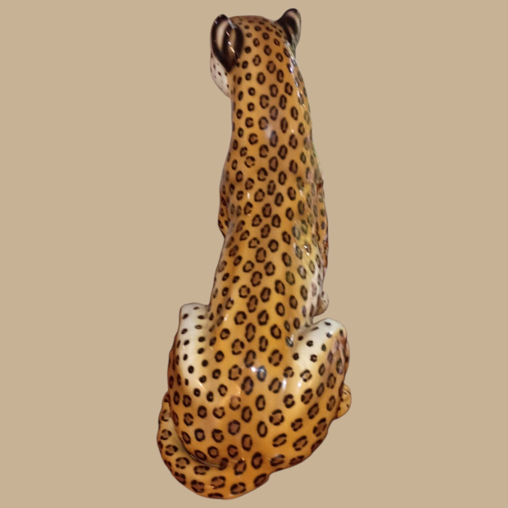 Porcelain Leopard Figurine Large 23" Hand-Painted Big Cat Statue Safari...