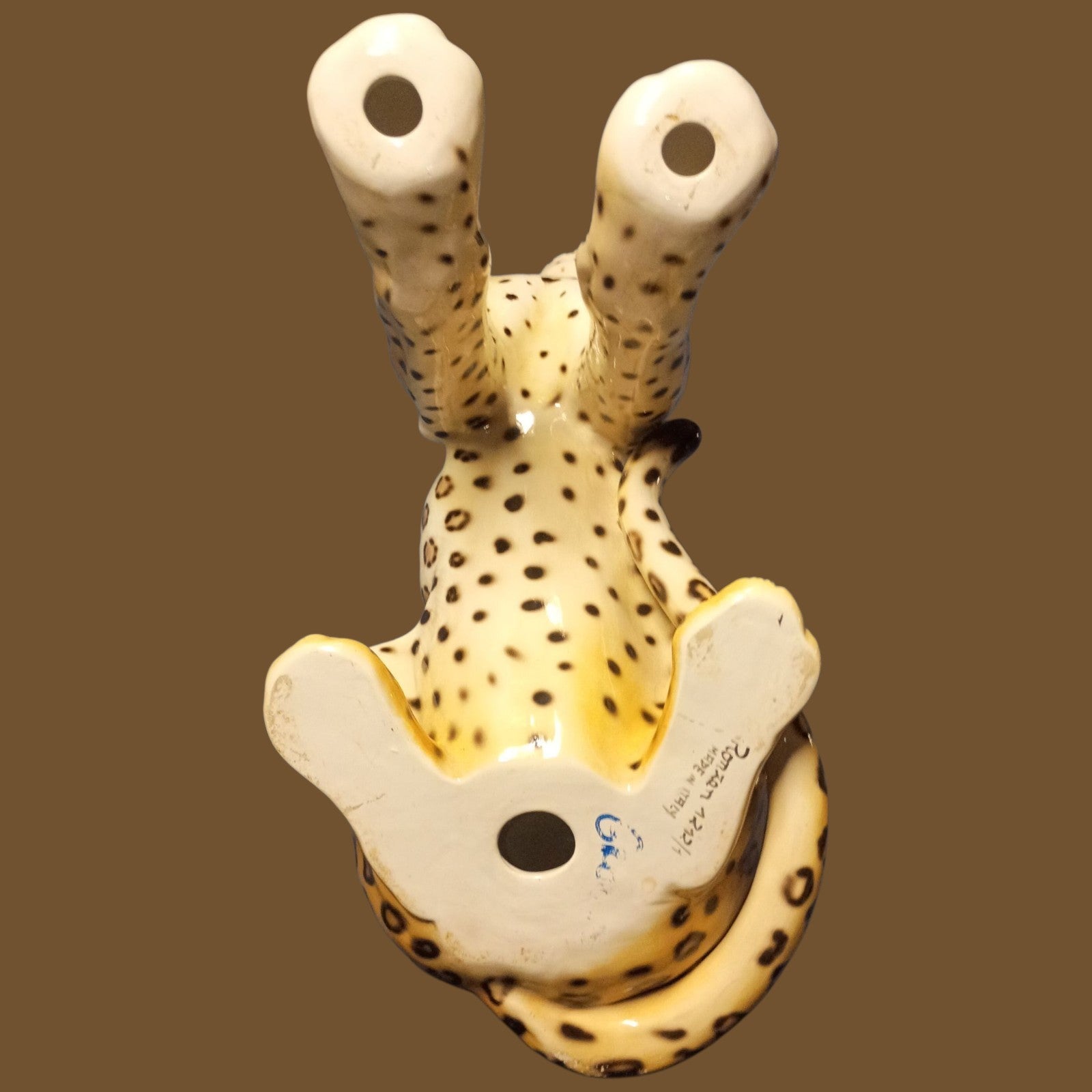 Porcelain Leopard Figurine Large 23" Hand-Painted Big Cat Statue Safari...